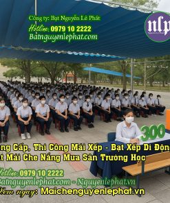 Lắp bạt kéo mái che sân trường học