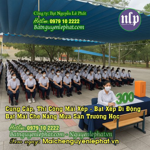 Lắp bạt kéo mái che sân trường học