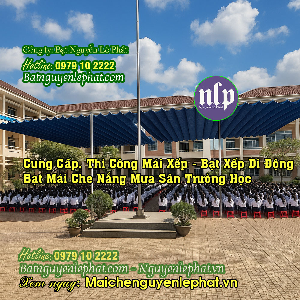 Lắp bạt mái che sân trường học
