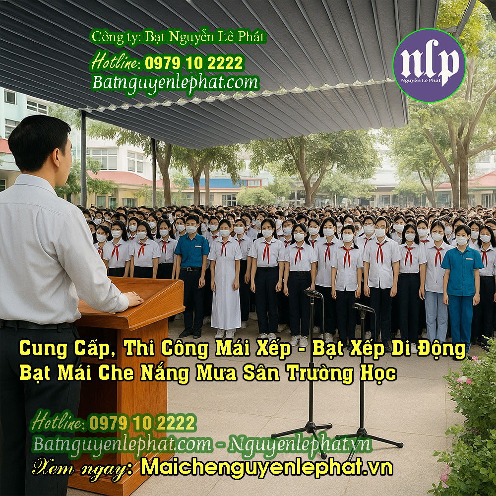 Lắp bạt mái che sân trường học