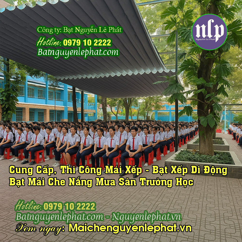 Thi Công Mái Bạt Che Sân Trường Ở Phú Giáo Thi Công Mái Bạt Che Sân Trường Ở Phú Giáo