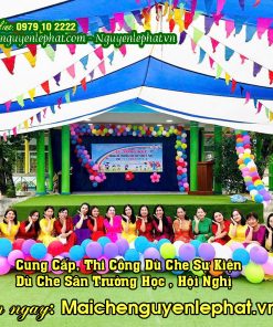Dù Che Sân Trường, Vải Bạt Dù Căng 2 Mái Che Sân Trường Học tại Cà Mau