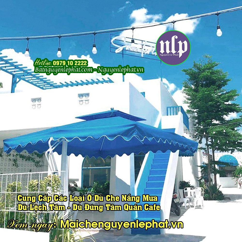 ô dù quán cafe ngoài trời