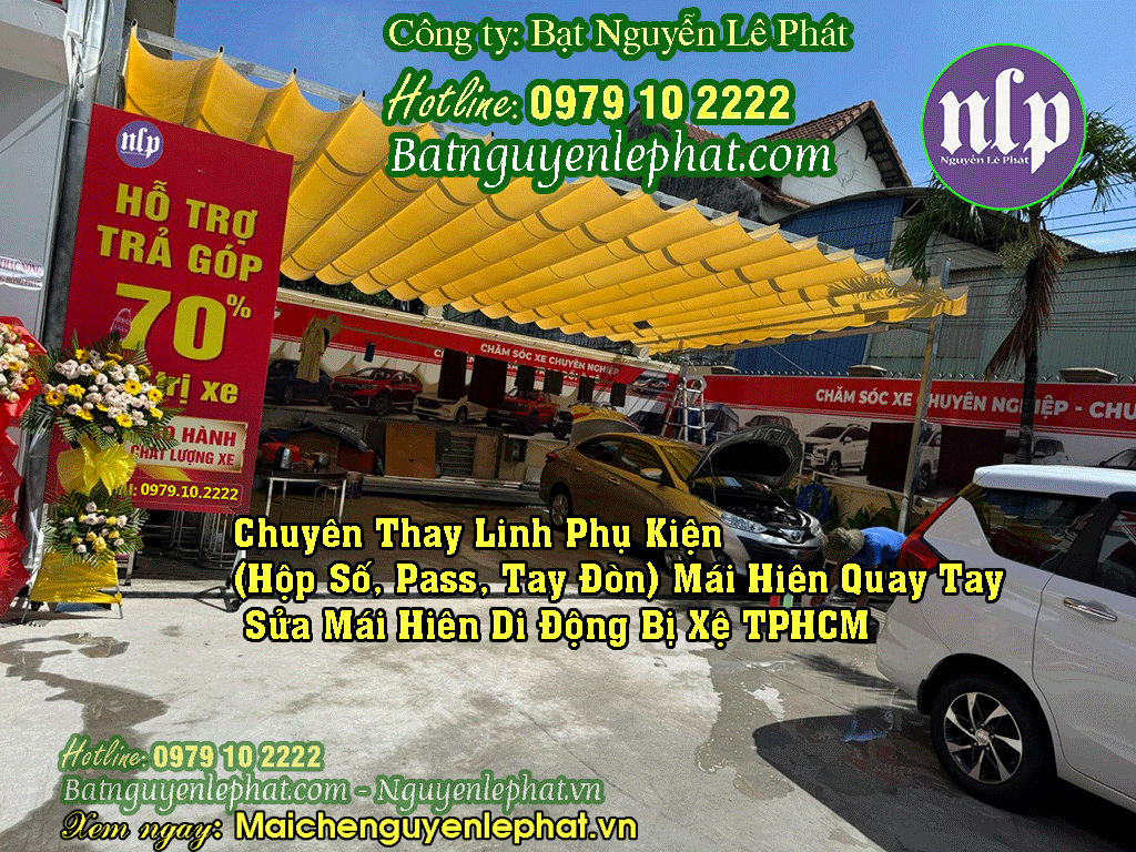 thay bạt mái hiên tại một quán cafe ở TP. Bến Tre