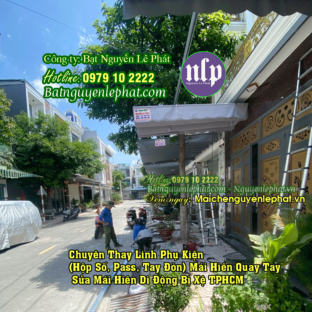 thay bạt mái hiên tại một quán cafe ở TP. Bến Tre