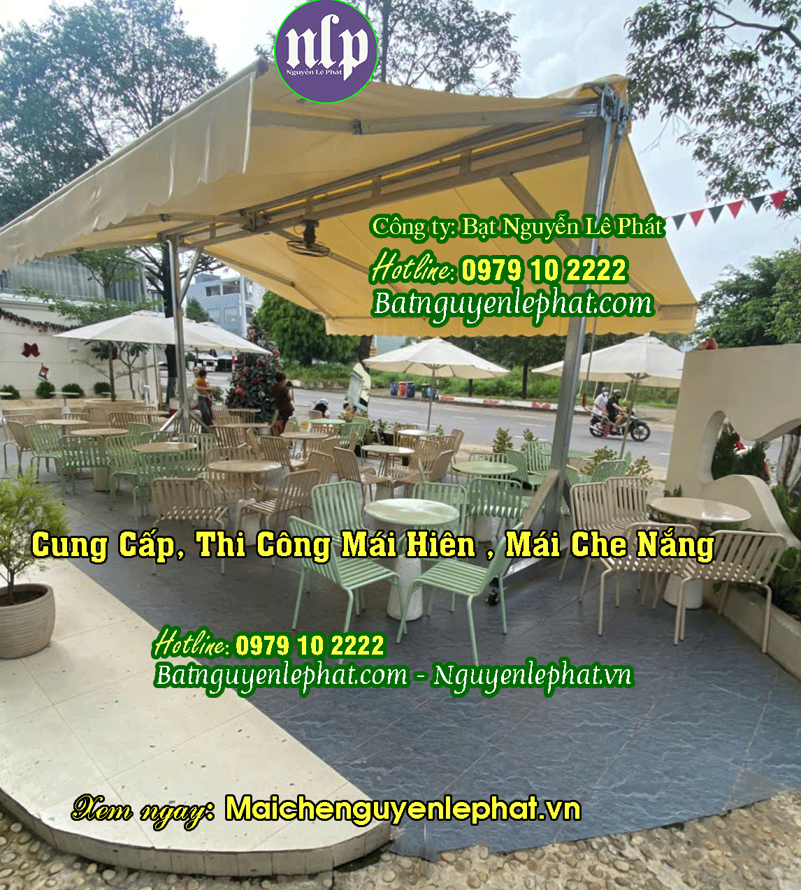 Mái bạt che chữ a che quán cafe